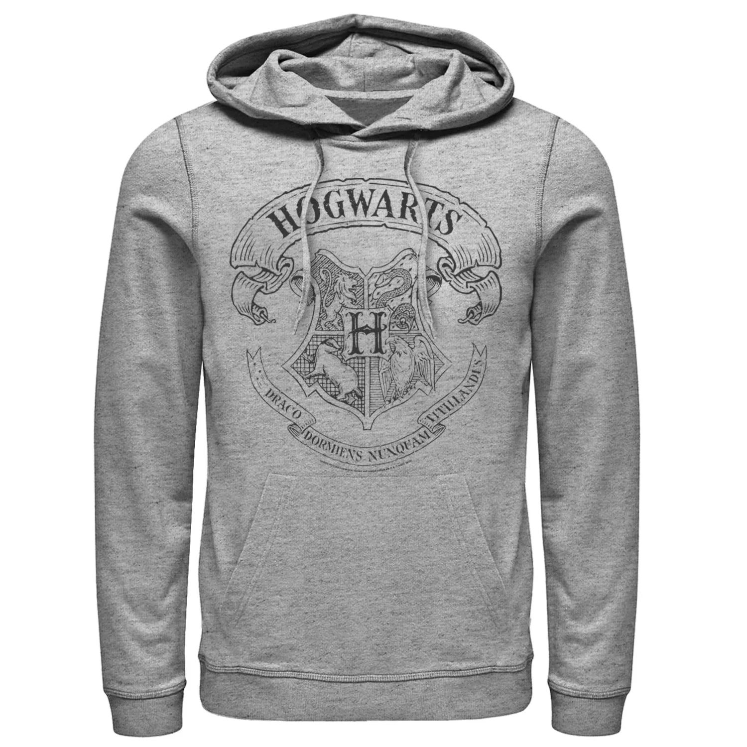 Мужской простой пуловер с капюшоном и рисунком Хогвартса Harry Potter