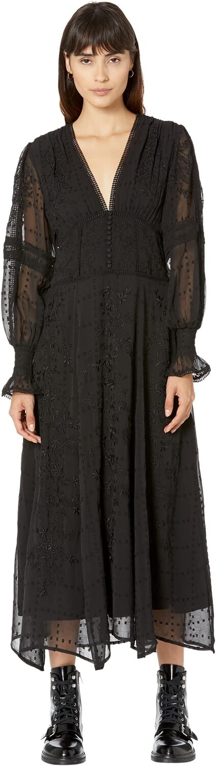

Платье Жозефина с вышивкой AllSaints, черный