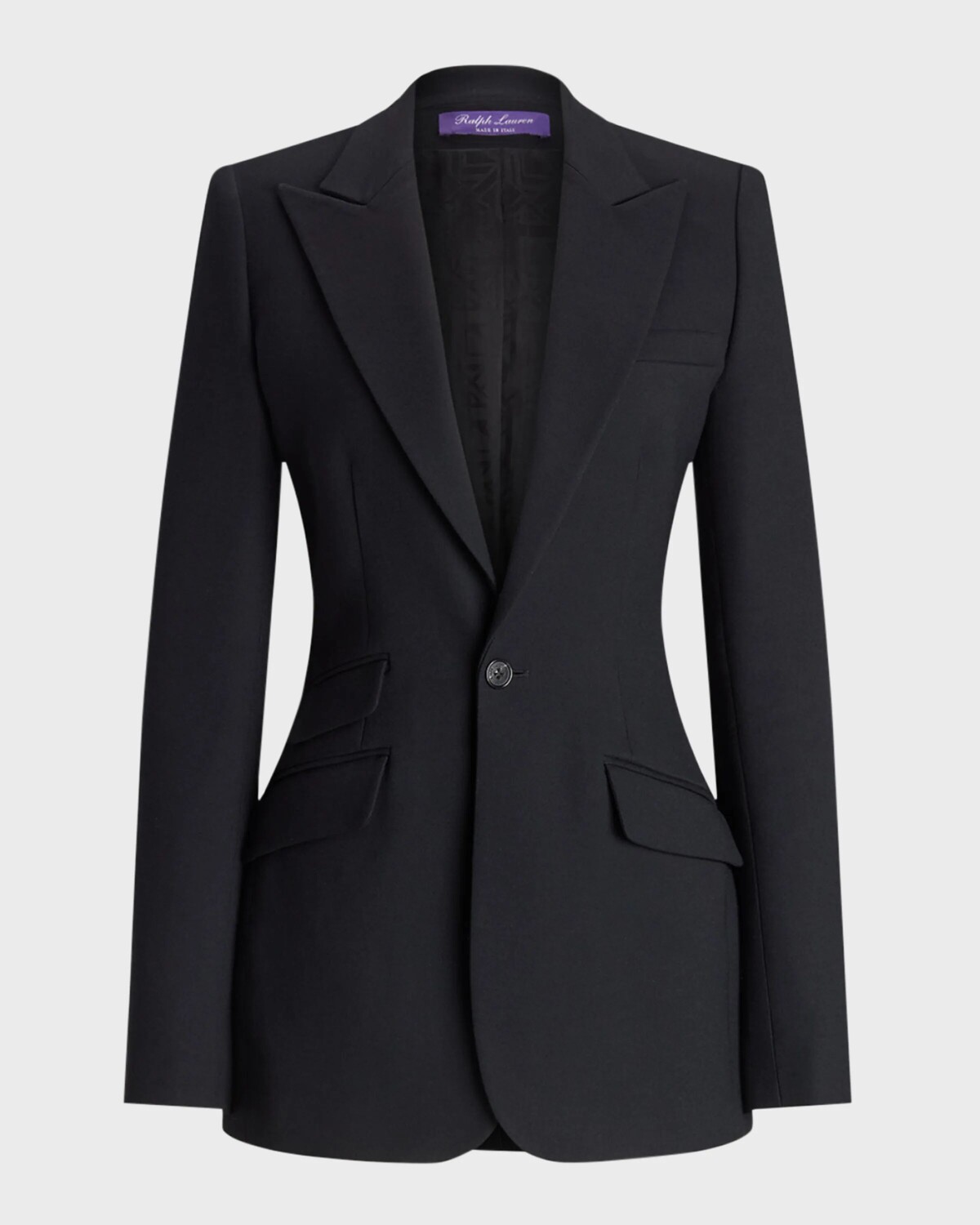 

Однобортный креповый пиджак Hardison Light Lux из шерсти Ralph Lauren Collection, черный