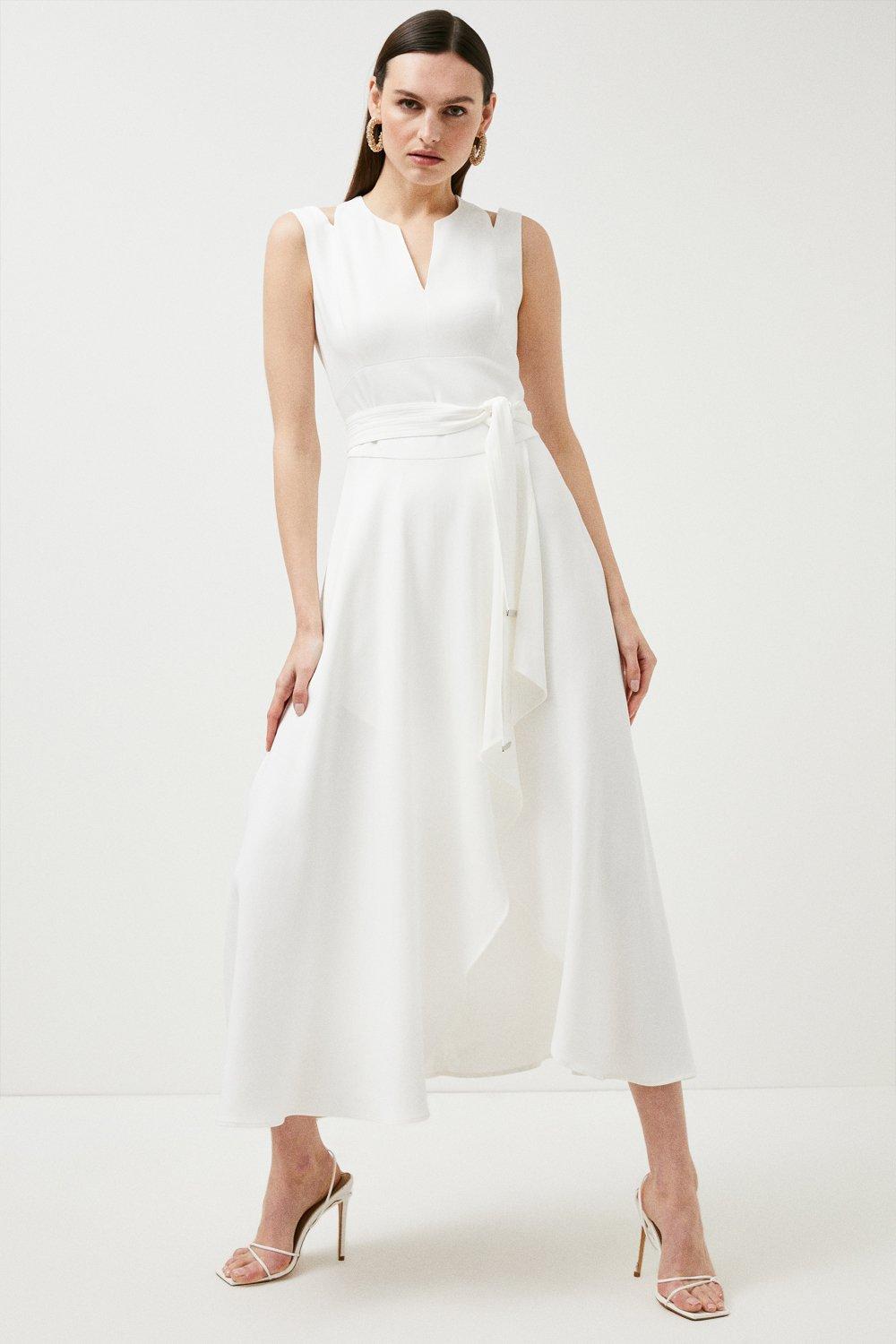 Компактное приталенное платье миди с водопадом из вискозы Petite Karen Millen, белый обои на заказ с водопадом и водопадом из пвх