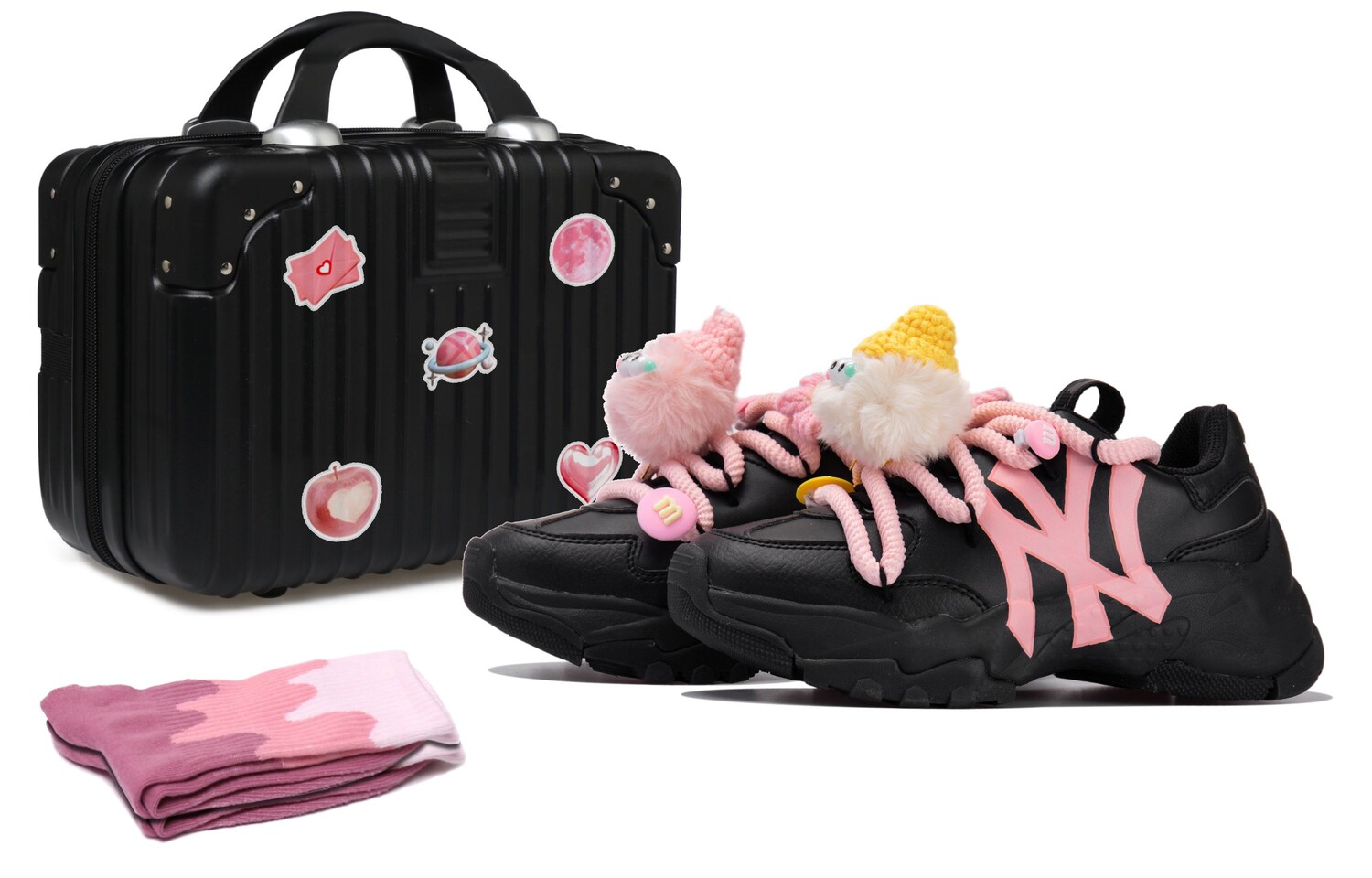 

Кроссовки MLB Big Ball Chunky Chunky Sneakers Unisex Low-top Black/pink, черный/розовый
