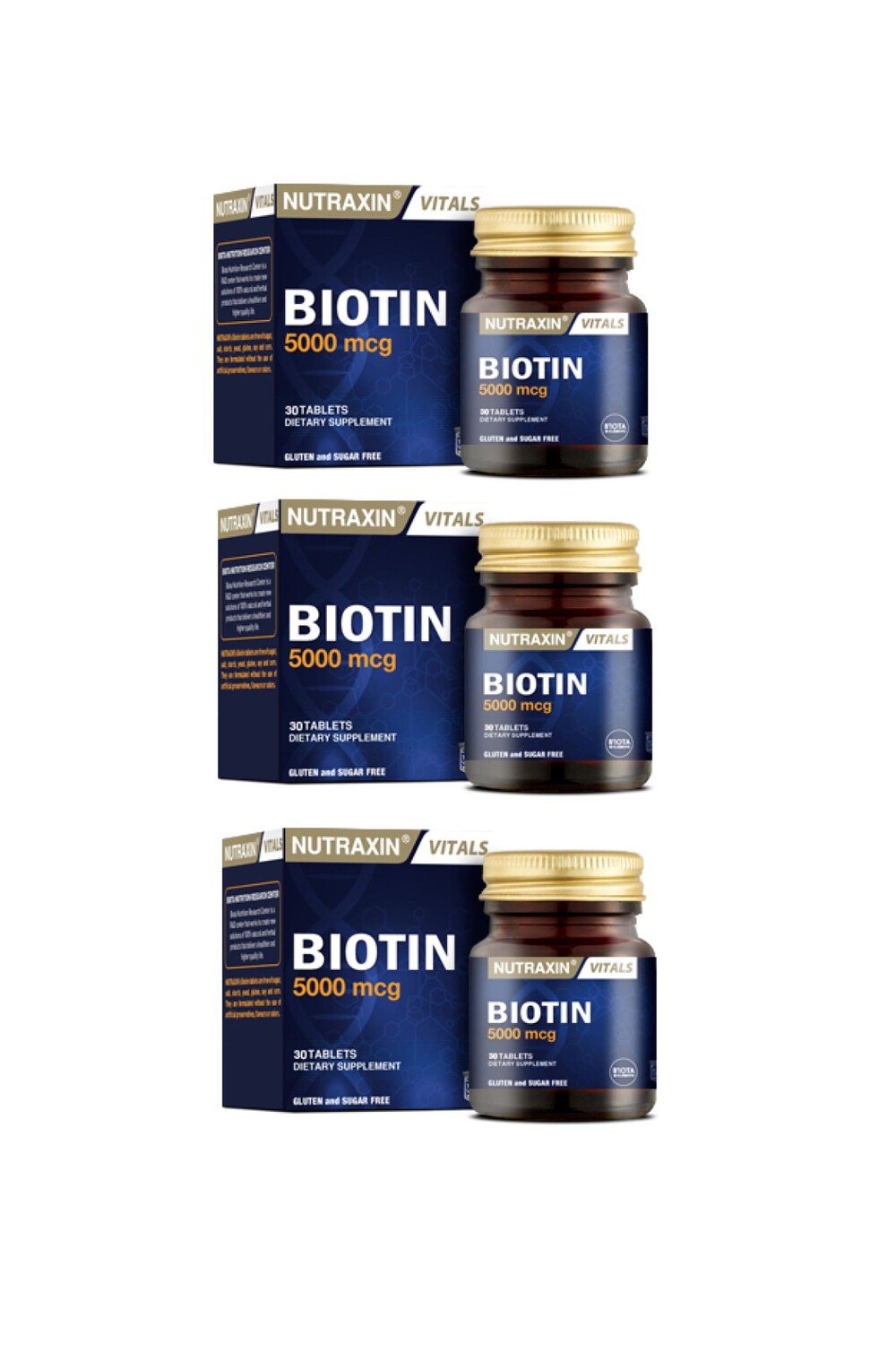 

Nutraxin 5000 мкг 30 таблеток биотина 3 штуки