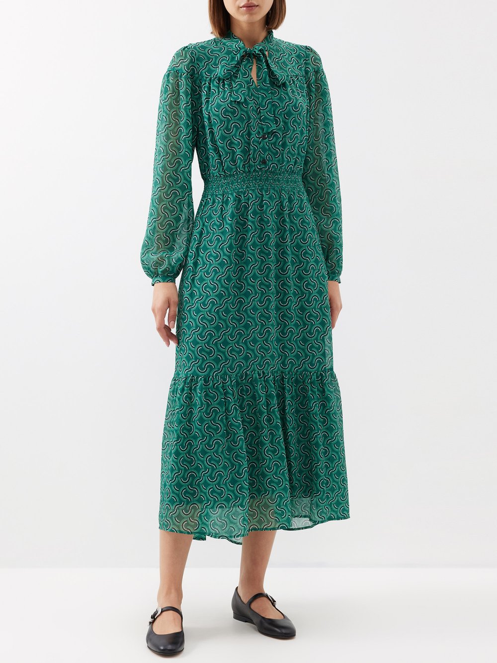 цена Платье миди francesca с принтом из жоржета Cefinn, зеленый