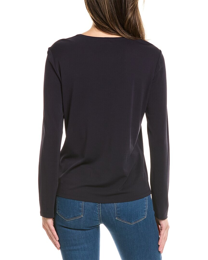 

Шелковый топ EILEEN FISHER с круглым вырезом, синий
