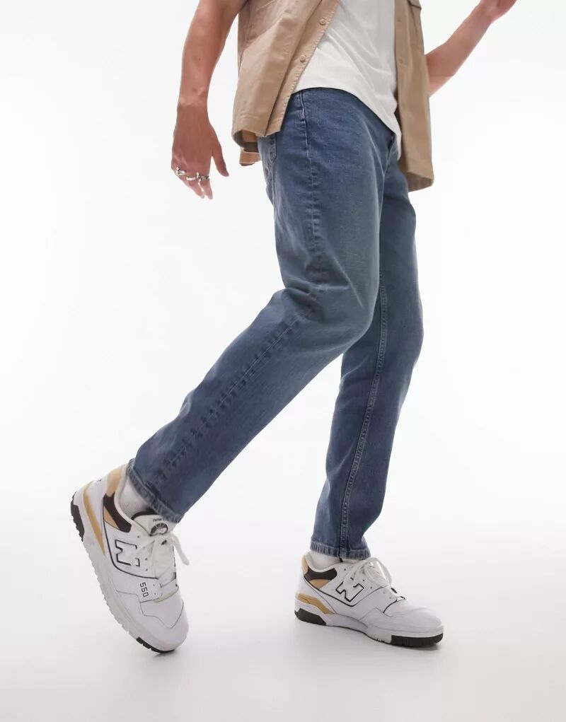 Зауженные эластичные джинсы Topman средней стирки серые эластичные зауженные джинсы topman