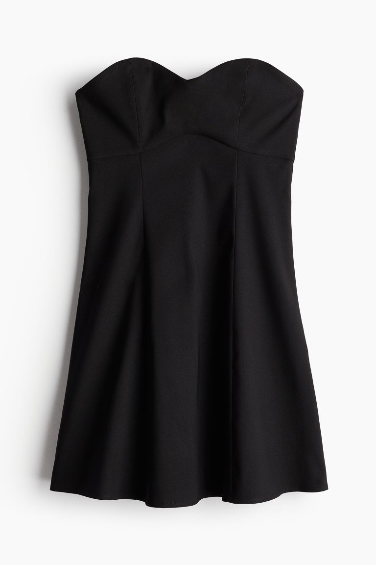 Платье-Бандо с расклешенной юбкой H&M, черный юбка короткая расклешенная с цветочным рисунком xs разноцветный