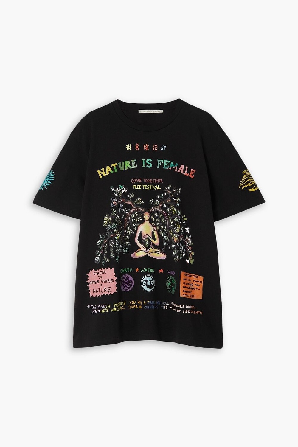 

Женская футболка оверсайз из хлопкового джерси с принтом Nature Is Female STELLA MCCARTNEY, черный
