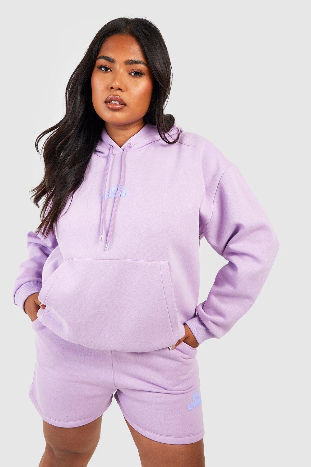 

Короткий спортивный костюм plus athleisure hoodie Boohoo, сиреневый