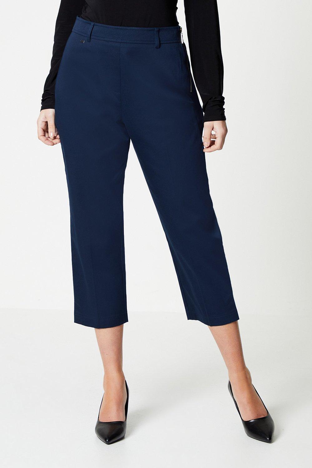 Укороченные эластичные брюки Petite с боковой молнией Wallis, темно-синий эластичные брюки сигареты petite с поясом wallis белый