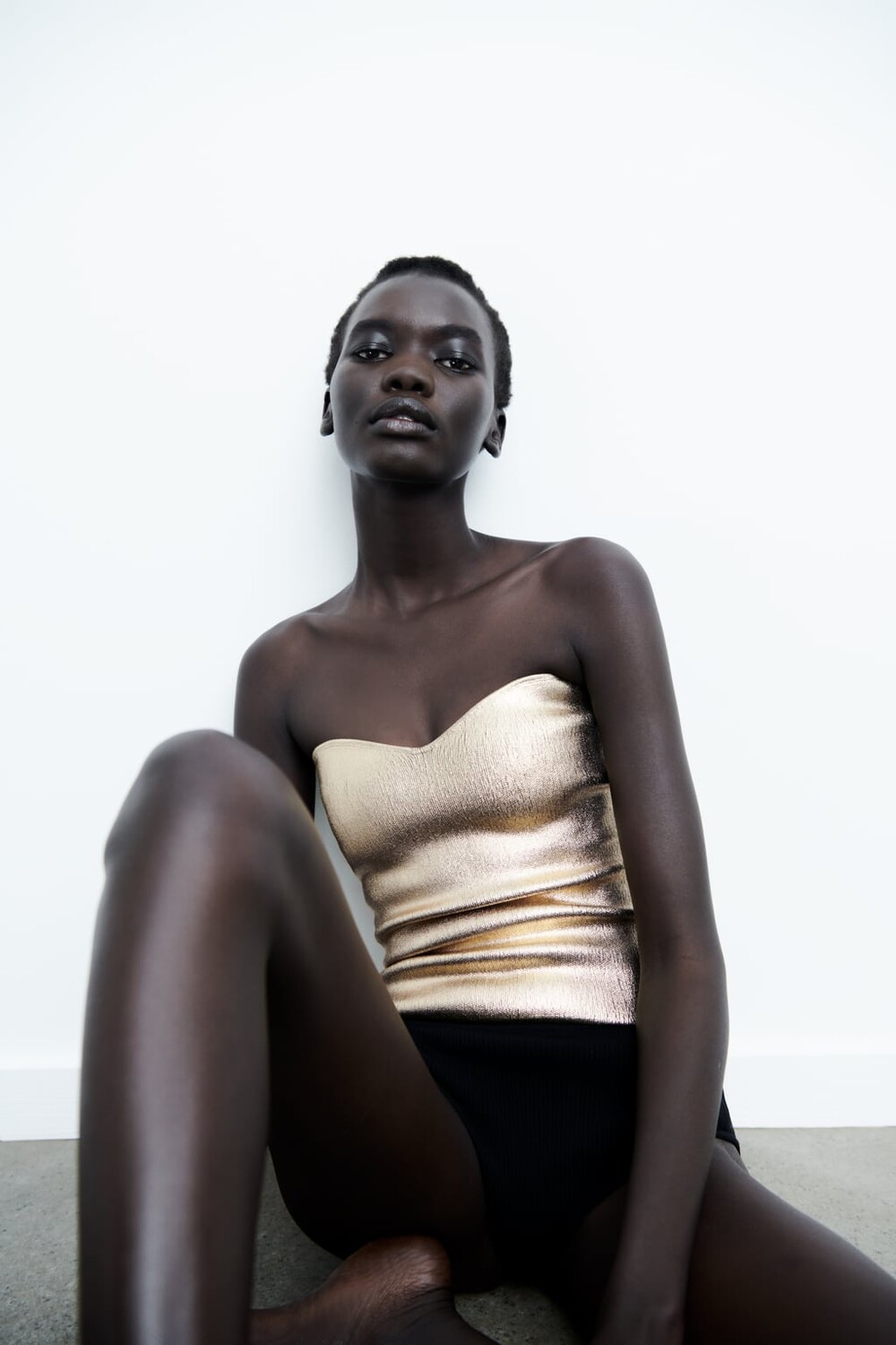 

Трикотажный топ-бюстье ZARA, золотой