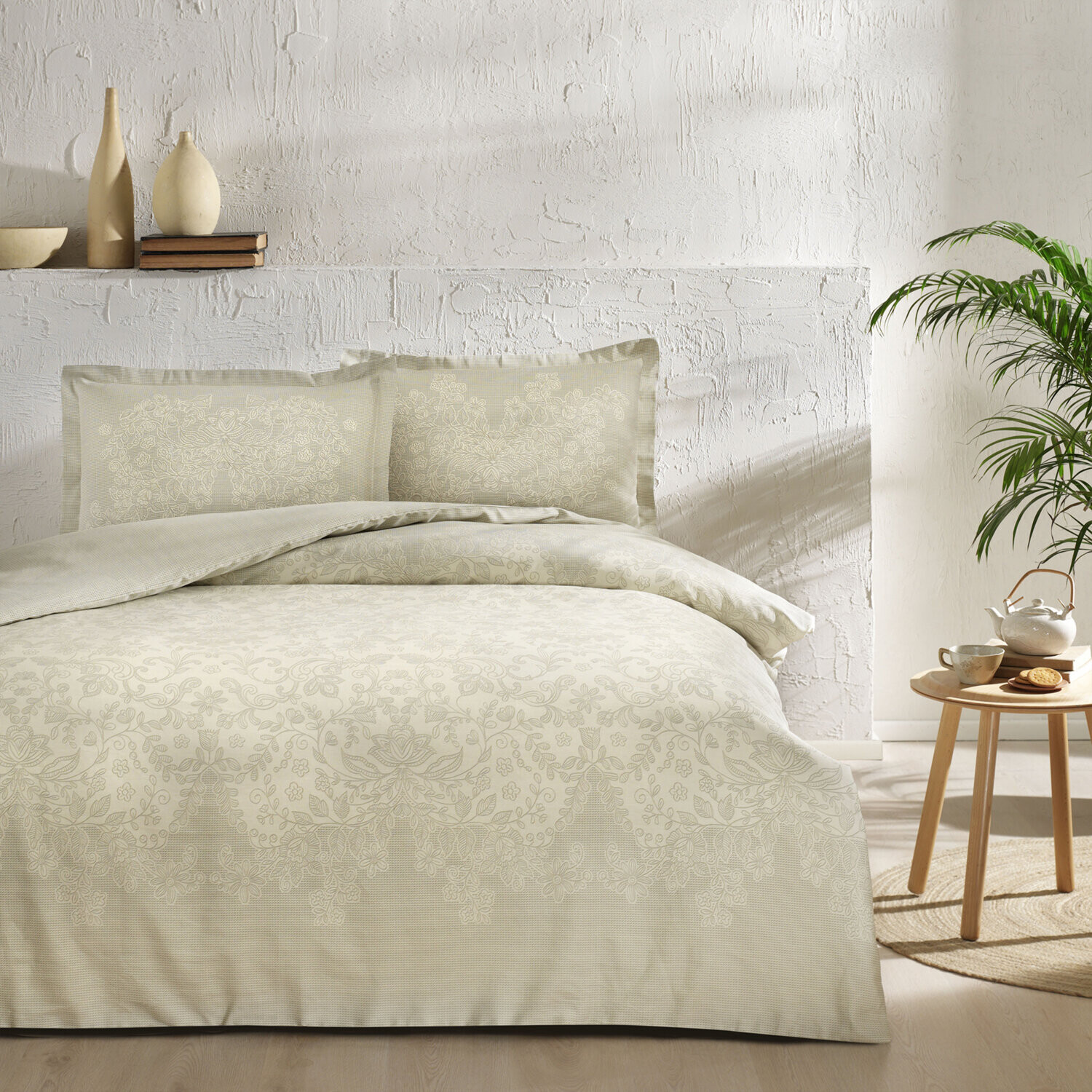 

Комплект постельного белья Tac Herta Satin, бежевый