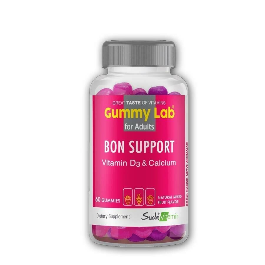 

Gummy Lab Bon Support Витамин D3 Кальций 60 жевательных таблеток SUDA VİTAMİN