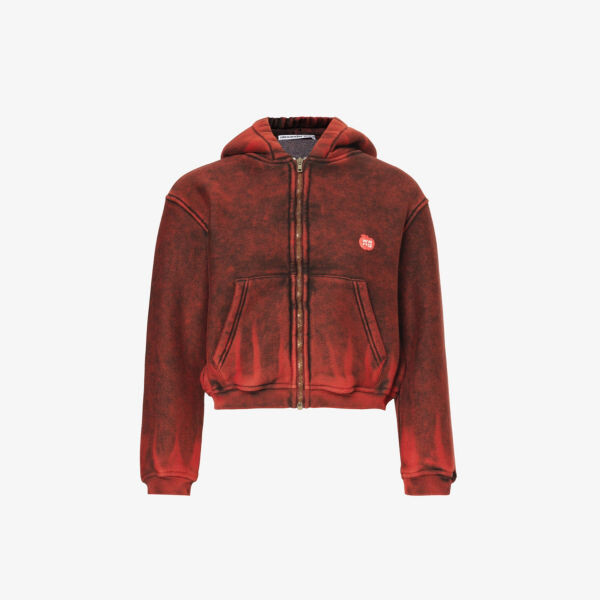 

Толстовка из смесового хлопка с выцветшим фирменным принтом Alexander Wang, цвет acid apple