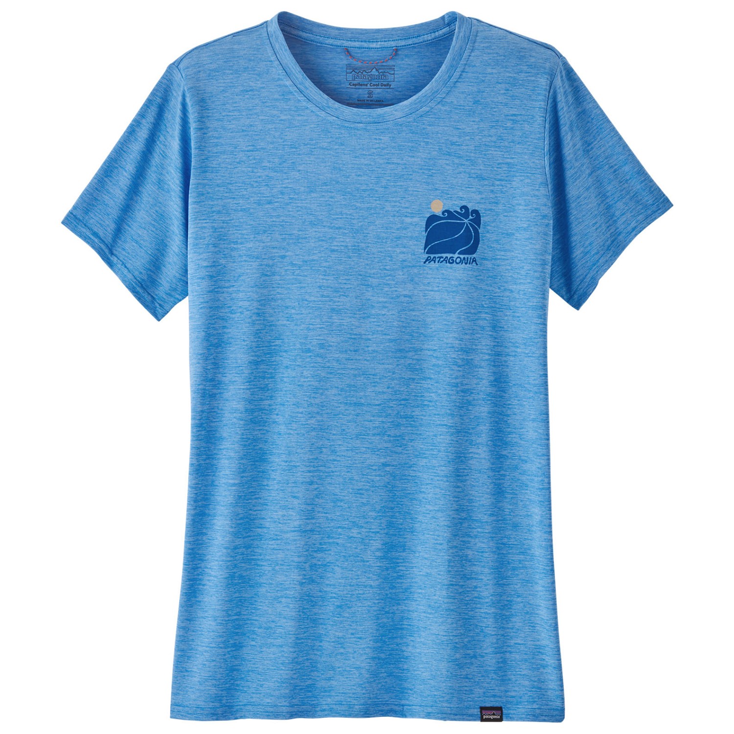 цена Функциональная рубашка Patagonia Women's Cap Cool Daily Graphic Shirt Waters, цвет Sunrise Rollers/Vessel Blue X Dye