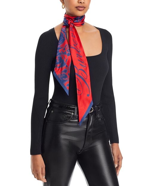 

Шелковый шарф с розовой водой Burberry, цвет Red