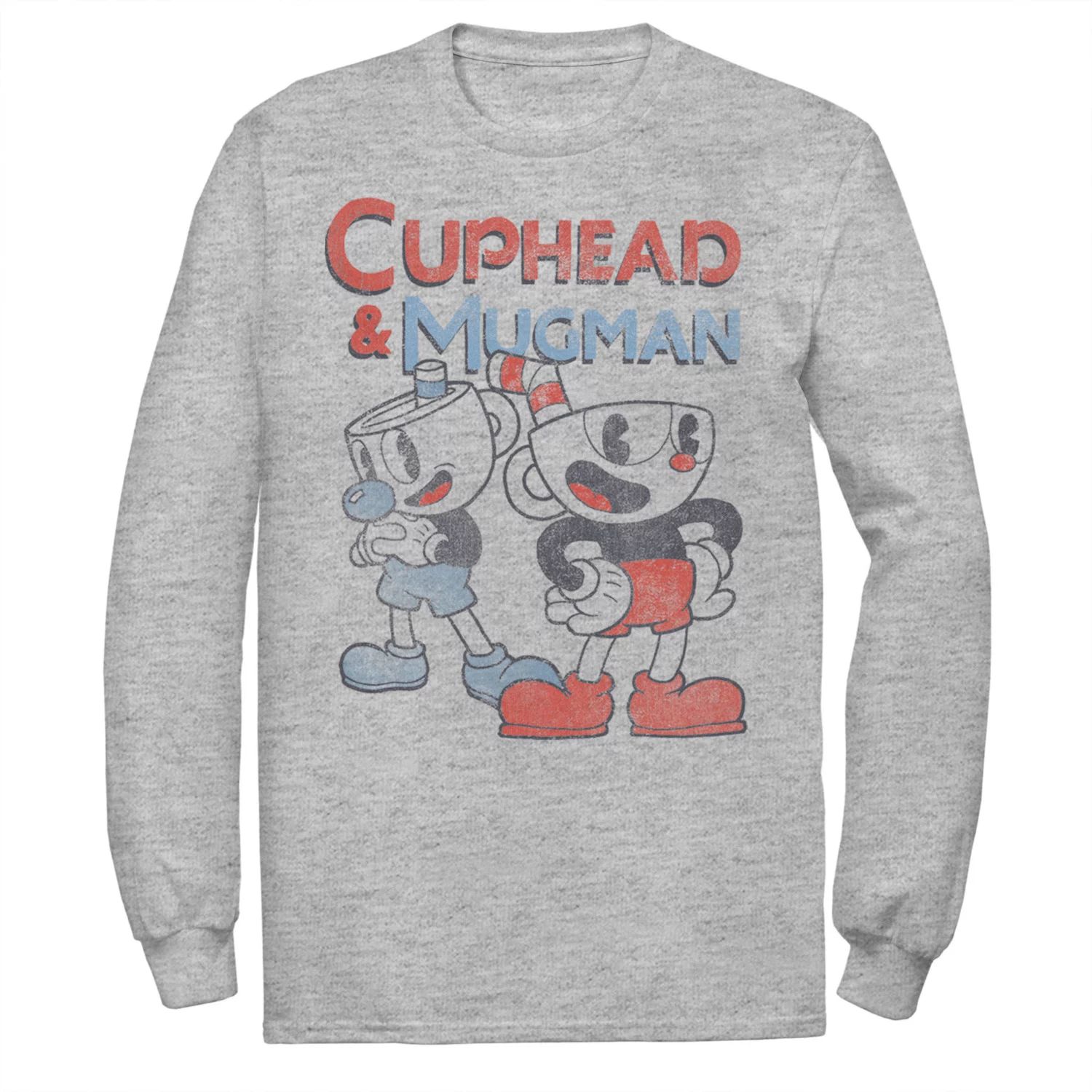 

Мужская винтажная футболка с длинными рукавами и графическим рисунком Cuphead And Mugman Dynamic Duo Licensed Character