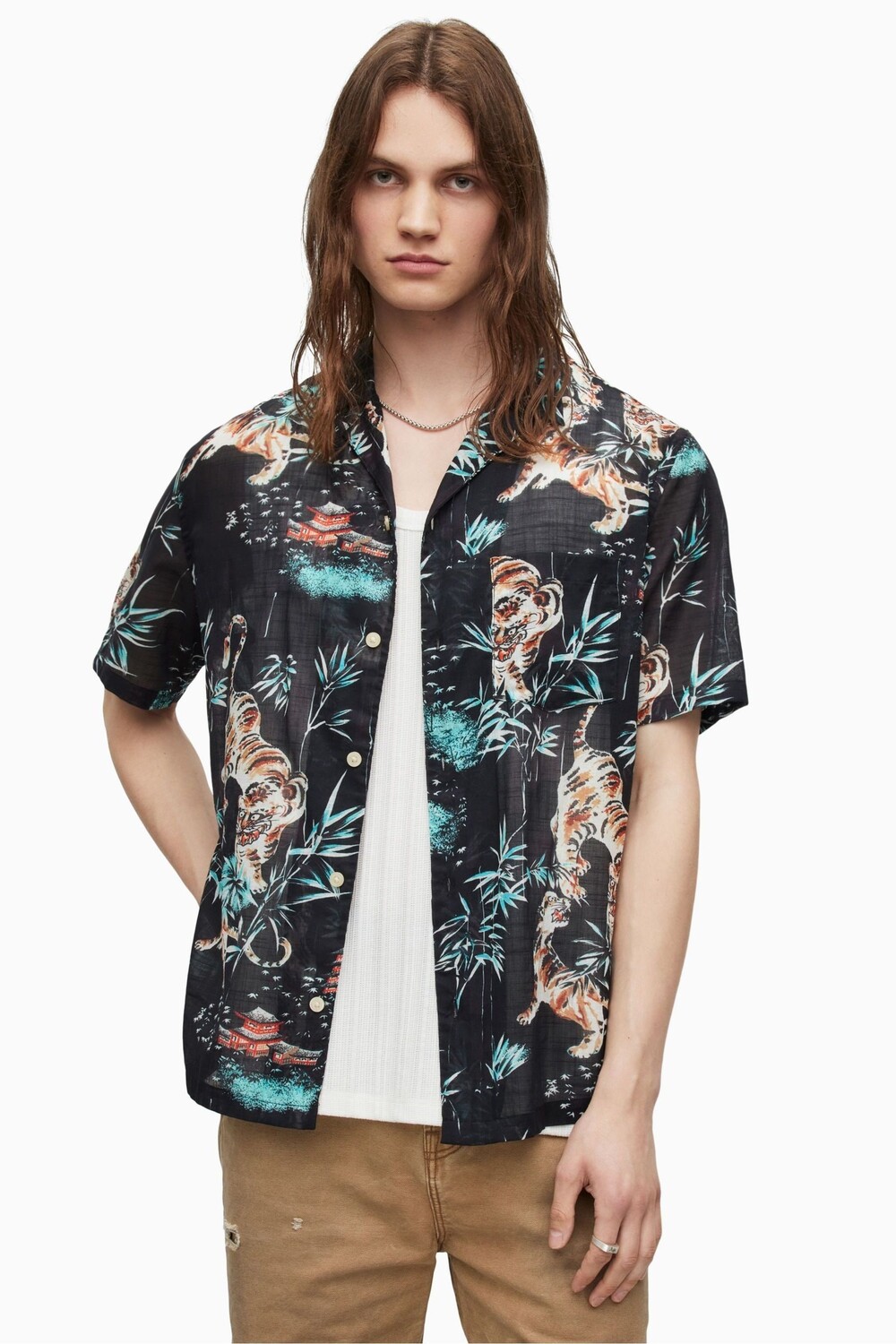

Черная хлопковая рубашка AllSaints Tagise All Saints, черный
