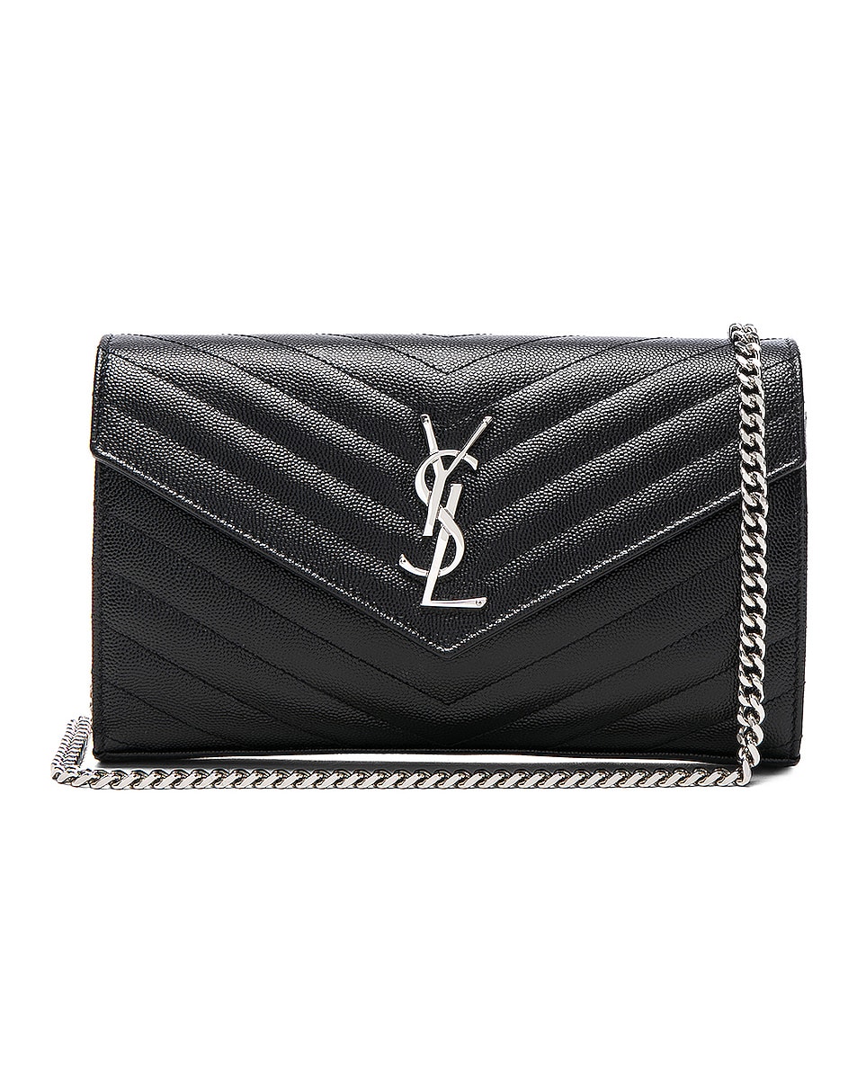 Сумка Saint Laurent Monogramme Chain Wallet, черный сумка saint laurent leather wallet черный