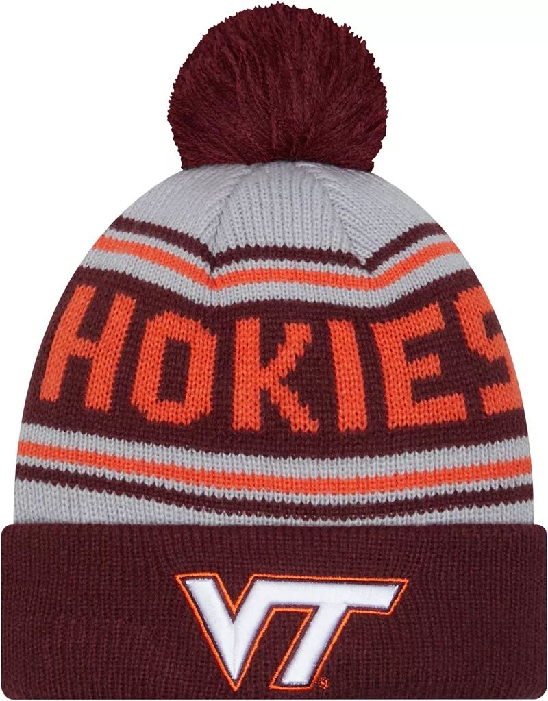 

Мужская шапка-бини New Era Virginia Tech Hokies бордового цвета с помпоном и надписью