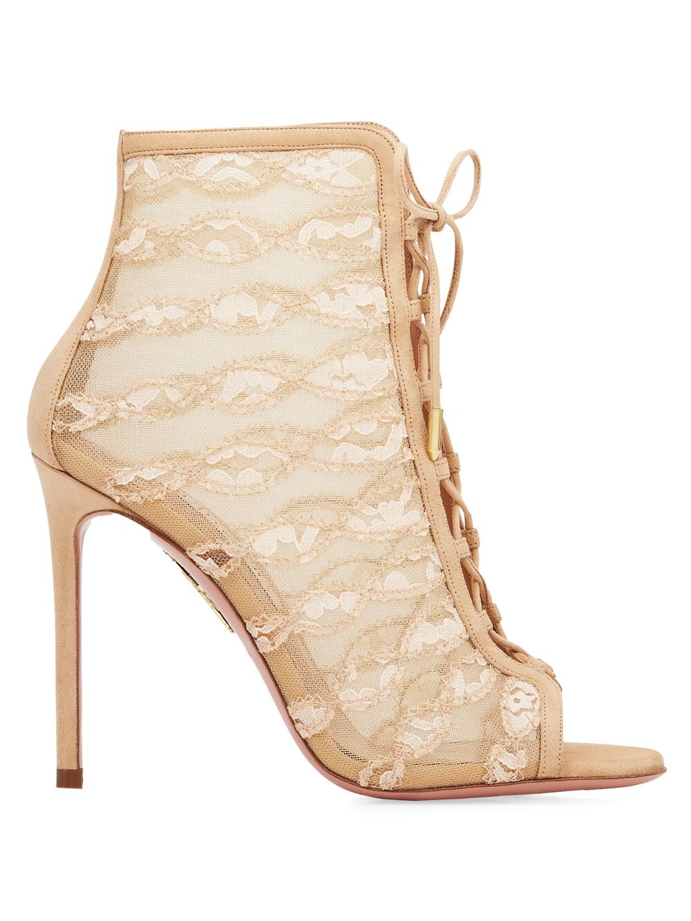 

Сетчатые ботильоны на шнуровке After Dark Lace Aquazzura, розовый