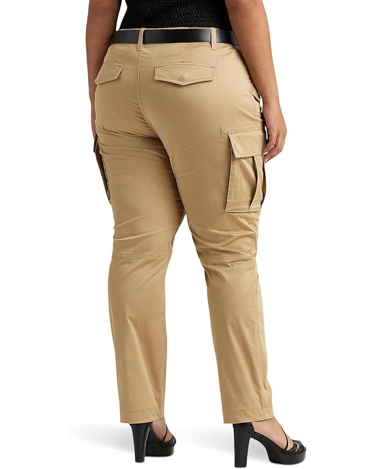 

Брюки LAUREN Ralph Lauren Plus-Size Cotton Sateen Cargo Pants, цвет Birch Tan