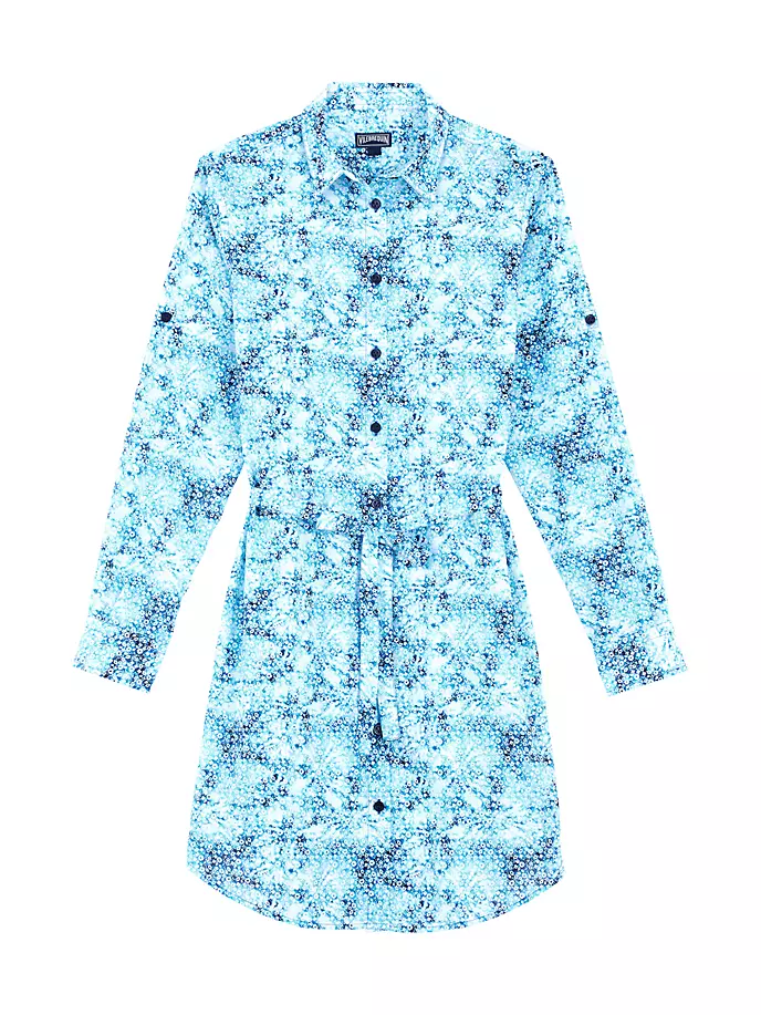 Платье-рубашка с завязками и красками Flowers Vilebrequin, синий