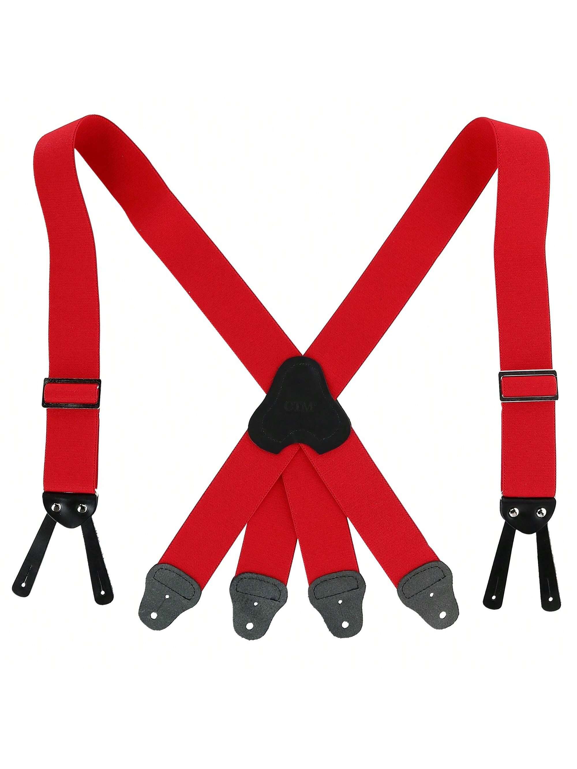 Мужские эластичные подтяжки для пожарных диаметром 2 дюйма на пуговицах, красный