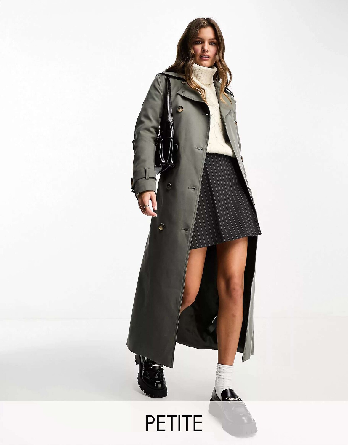 

Мягкий оливковый тренч с поясом Forever New Petite, Зеленый