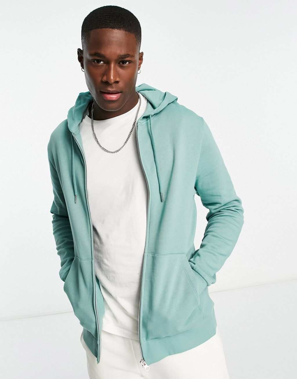 

Голубое худи на молнии ASOS DESIGN