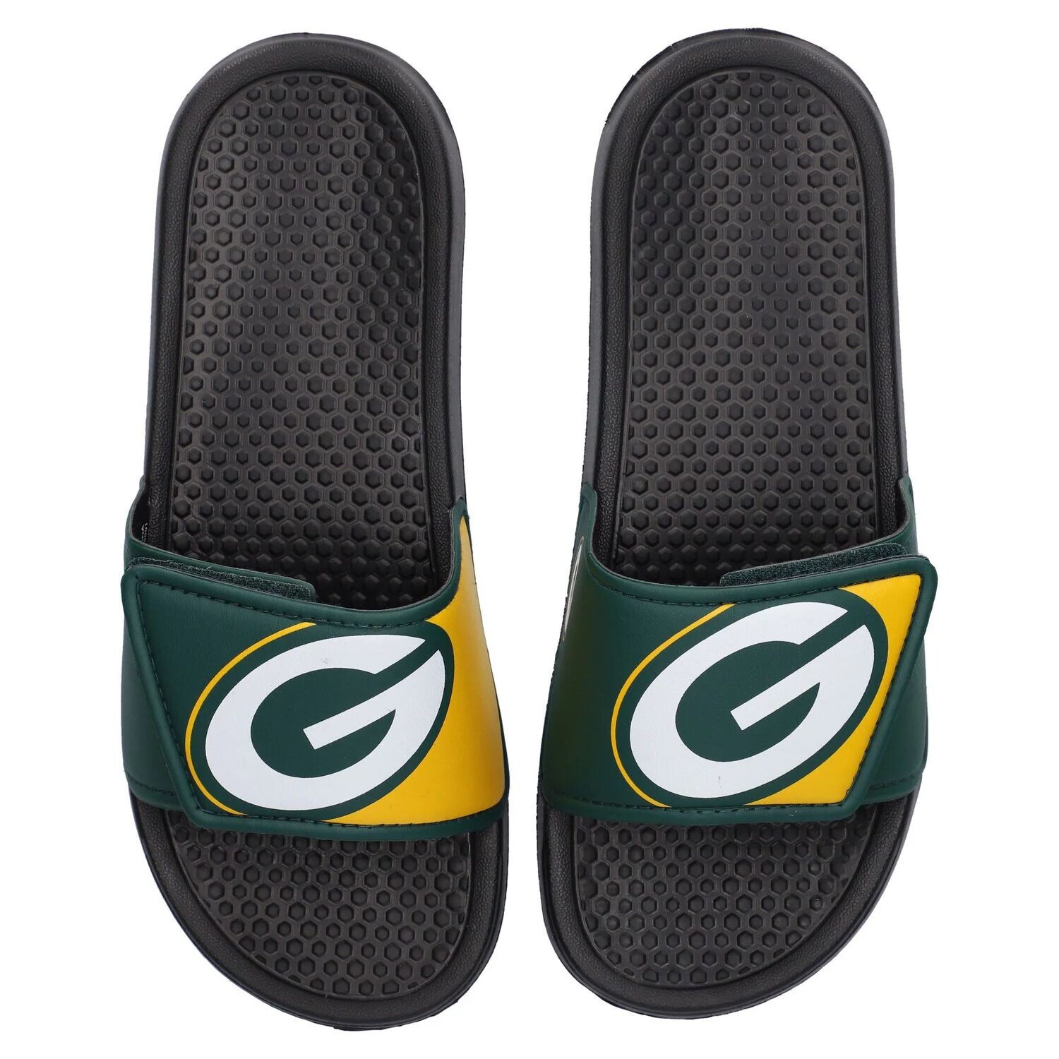 

Молодежные шлепанцы Legacy с цветными блоками и большим логотипом FOCO Green Bay Packers Unbranded