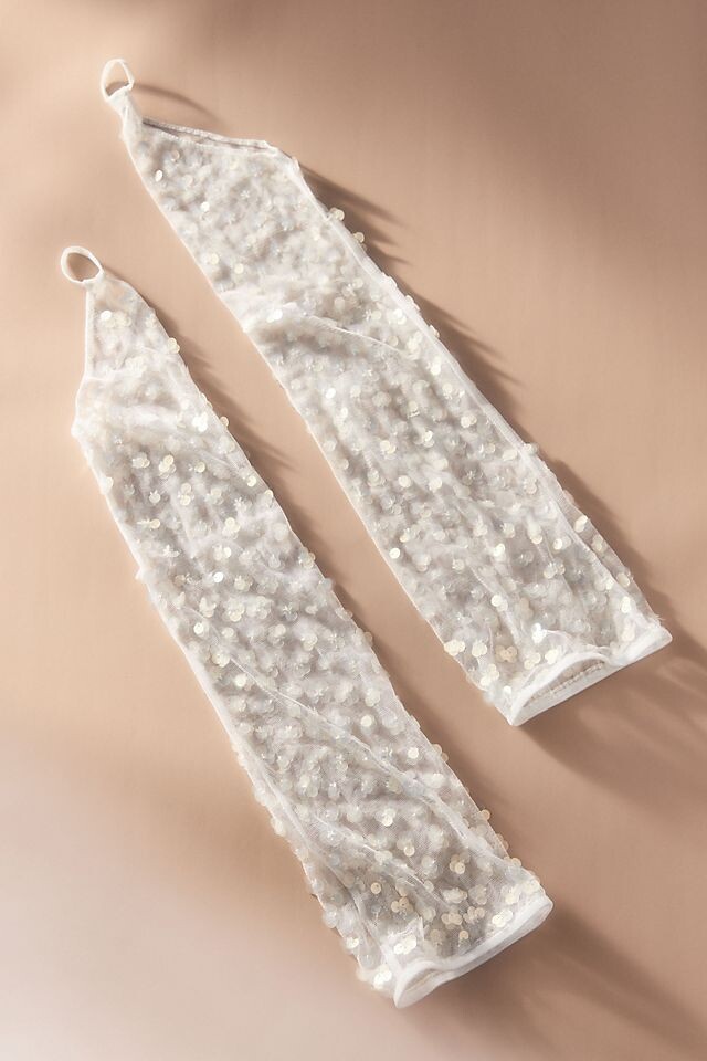 

Перчатки BHLDN Lena для оперы без пальцев с пайетками, белый