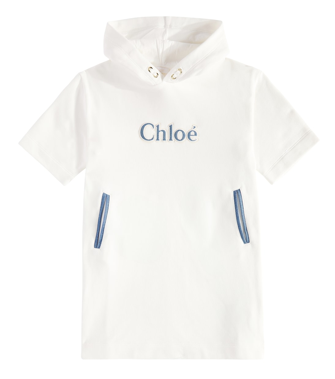 

Хлопковое платье с капюшоном Chloé, белый