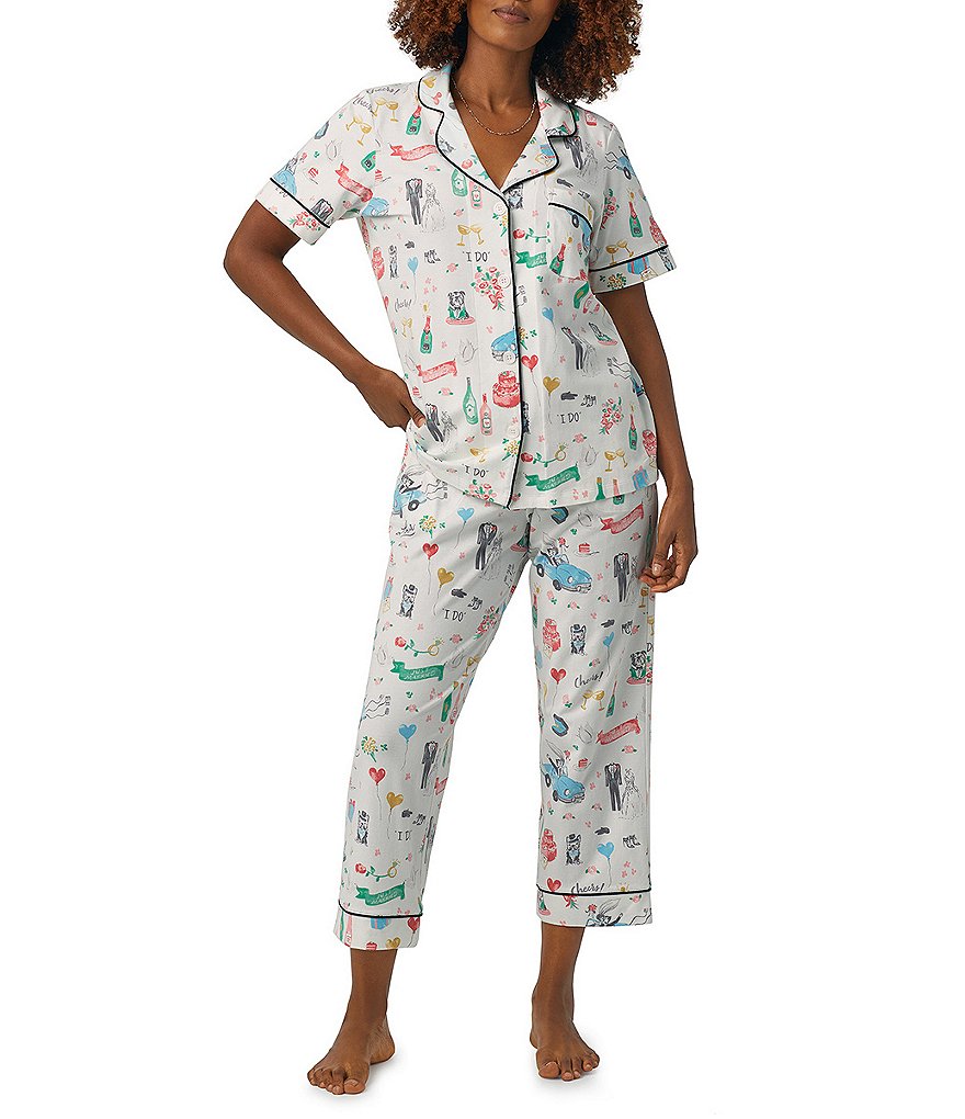 Пижамы BedHead Вязаные плавающие сердечки Укороченный пижамный комплект для молодоженов BedHead Pajamas, белый