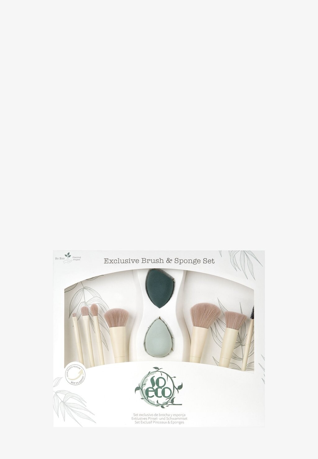 

Кисти для макияжа So Eco Exclusive Brush & Sponge Set So Eco, цвет stone & green
