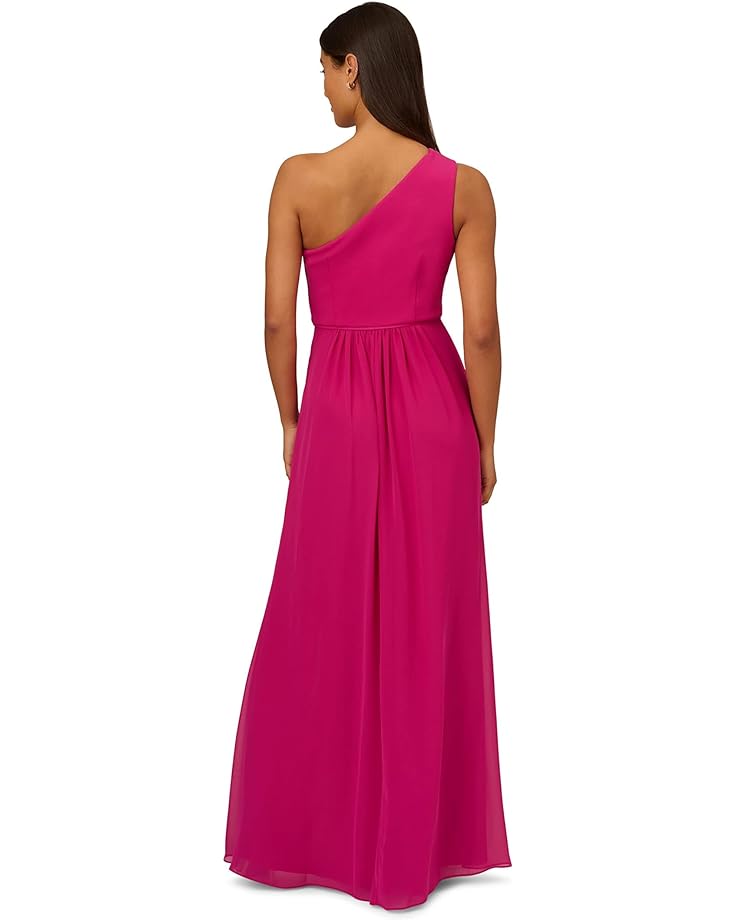 Платье Adrianna Papell One Shoulder Chiffon Gown, цвет Bright Magenta