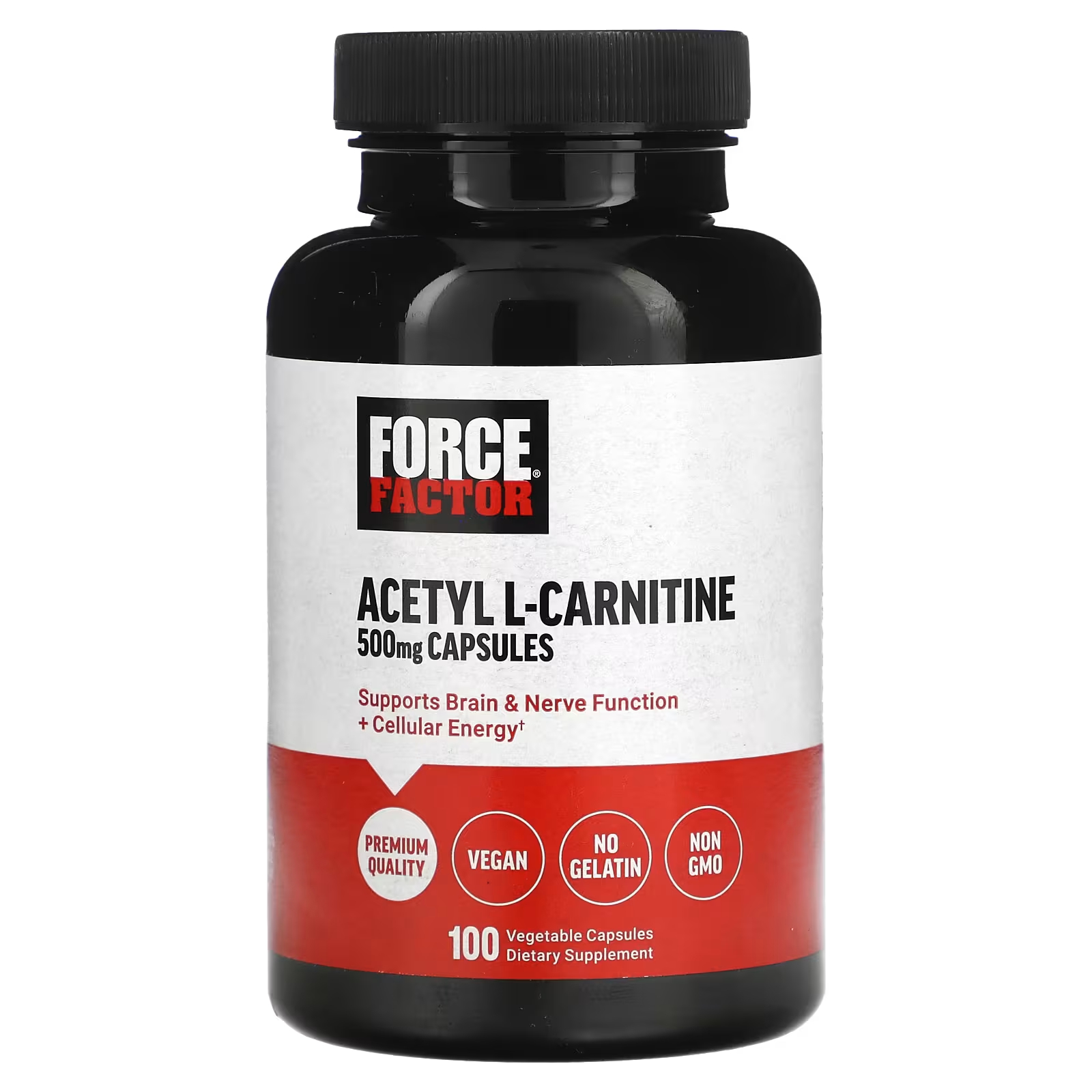 Ацетил L-карнитин Force Factor 500 мг, 100 капсул