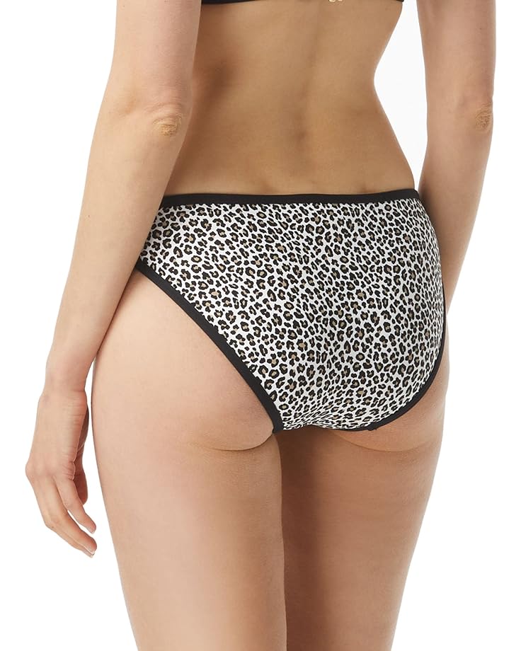 низ бикини michael kors zebra high leg bikini bottoms цвет bone Низ бикини Michael Kors Mini Leopard Classic Bikini Bottoms, черный