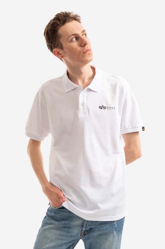 Хлопковая рубашка-поло Alpha Industries, белый