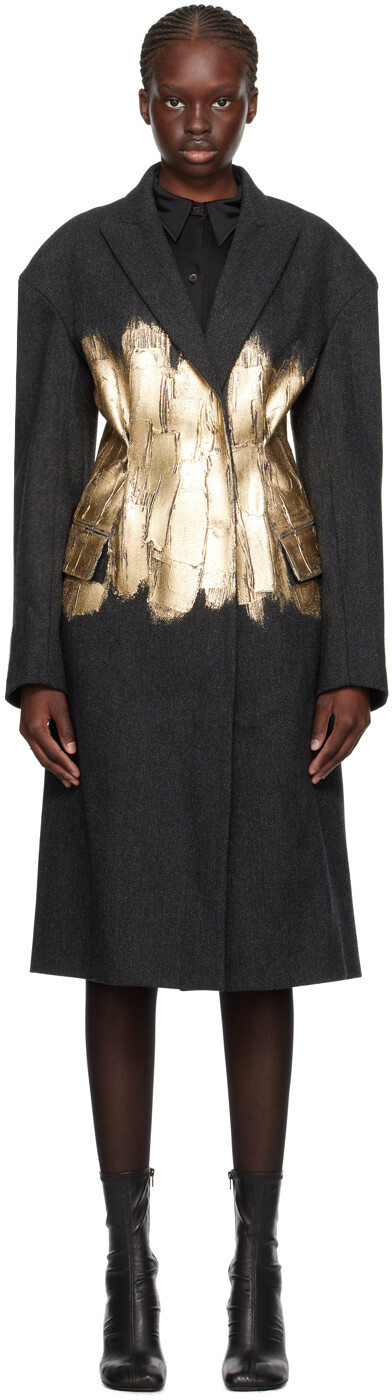 

Серое крашеное пальто Dries Van Noten, Серый