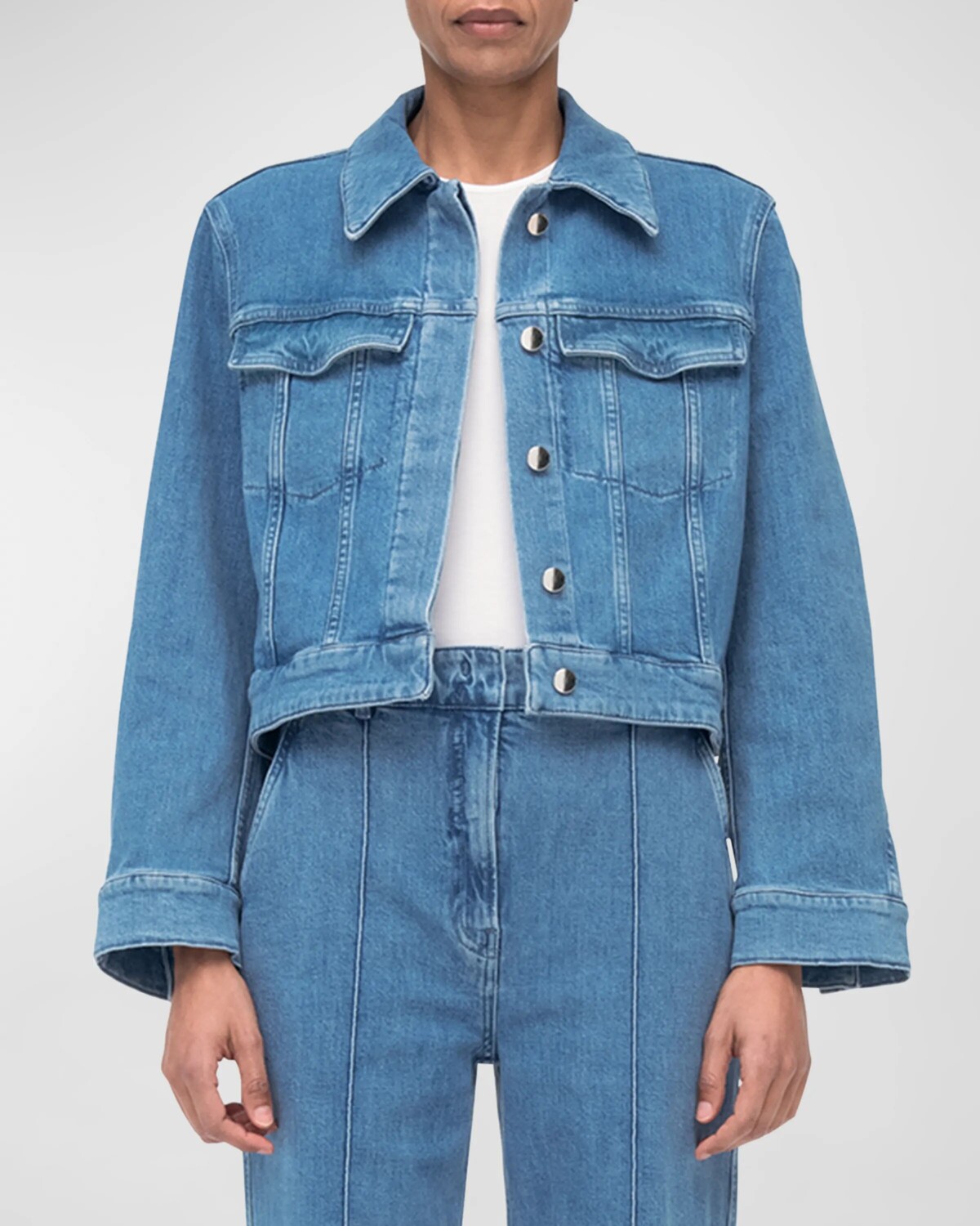 

Укороченная джинсовая куртка Another Tomorrow, цвет Light Blue Wash