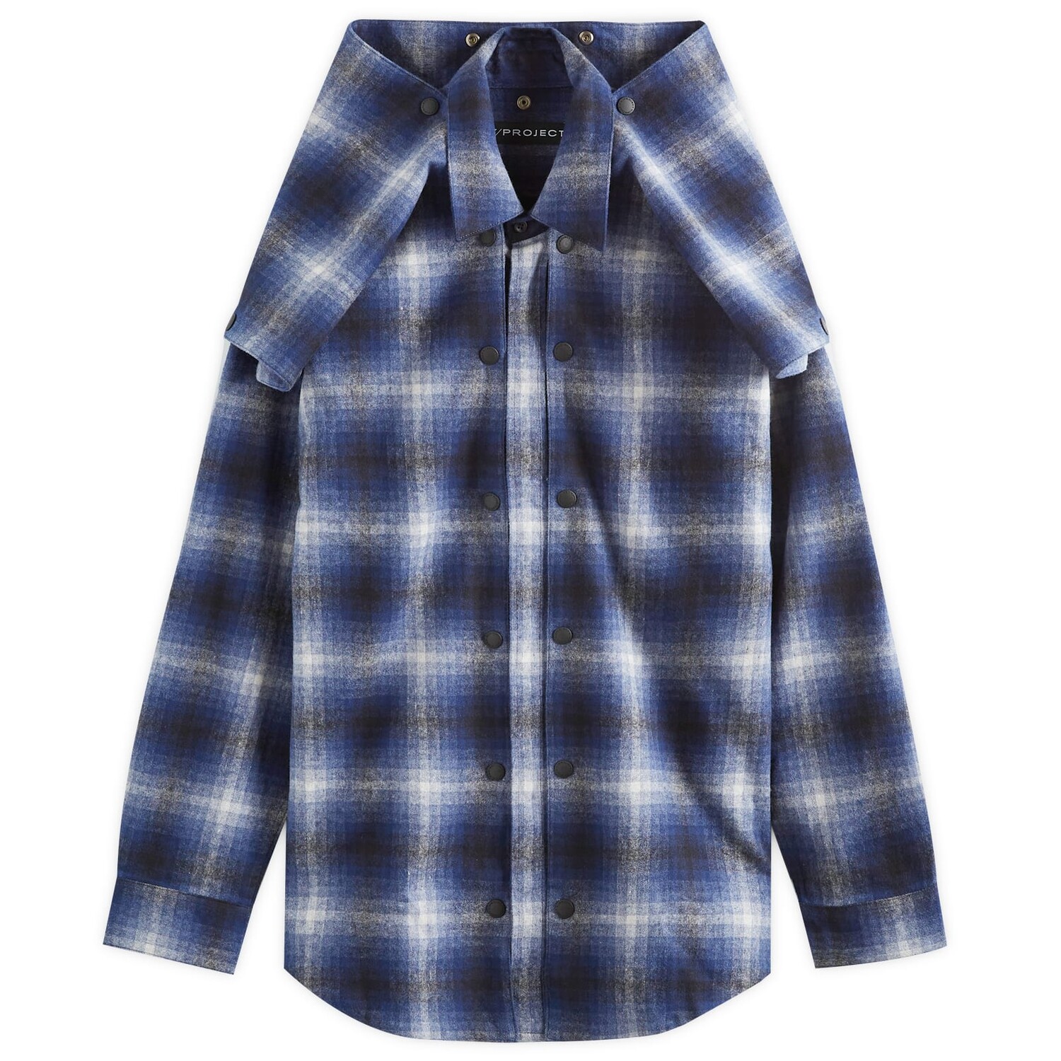 

Рубашка Y/Project Snap Off Panel Hood Overshirt, цвет Blue & Grey