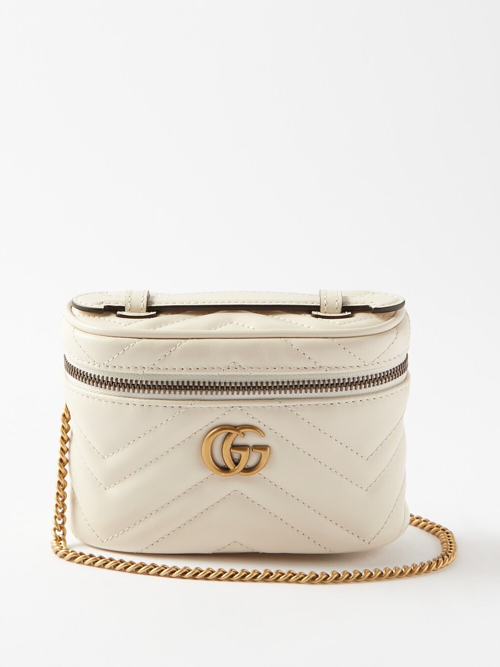 

Миниатюрная кожаная сумка через плечо gg marmont vanity Gucci, белый