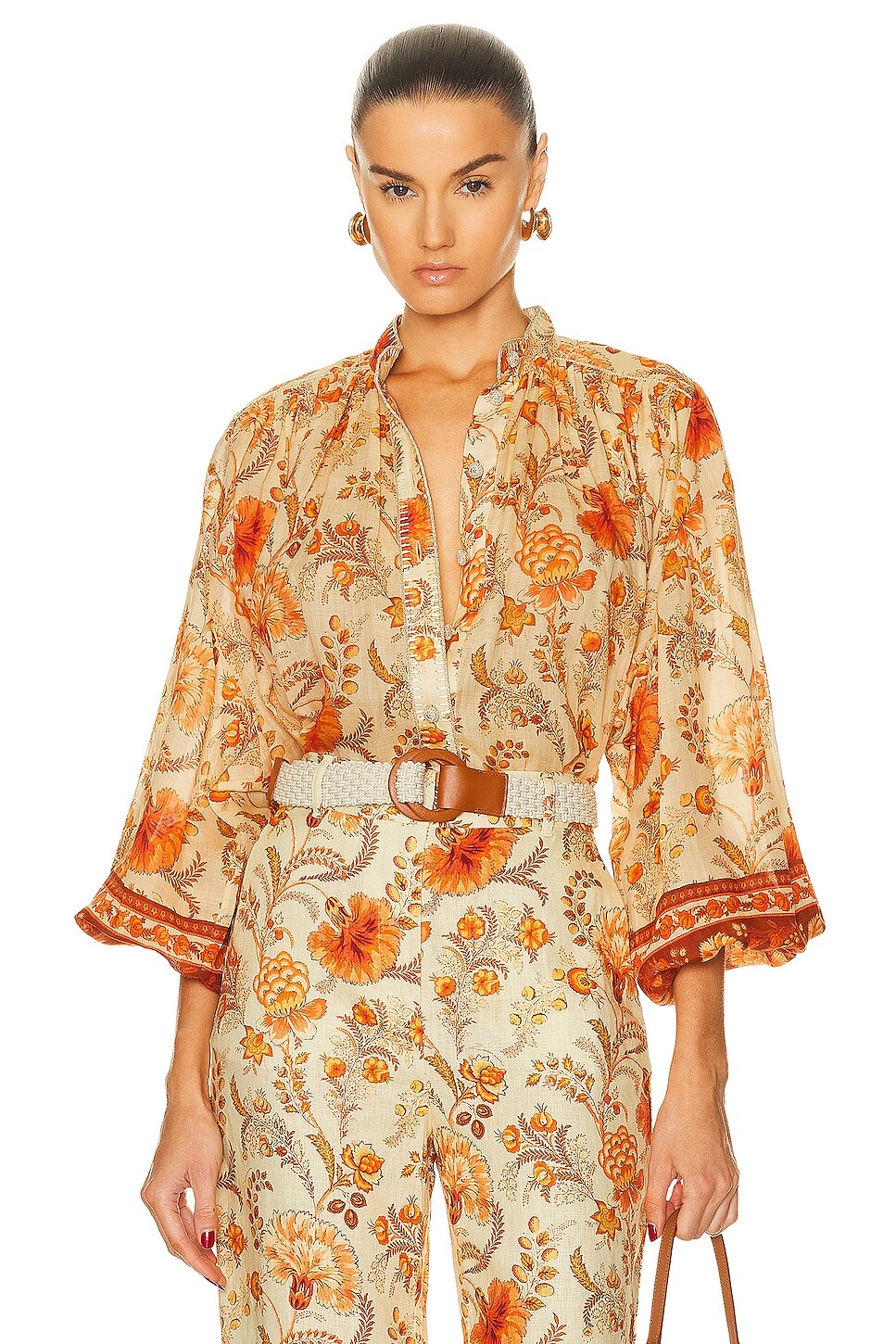 

Блузка Zimmermann Junie Billow, цвет Cream & Tan Flora