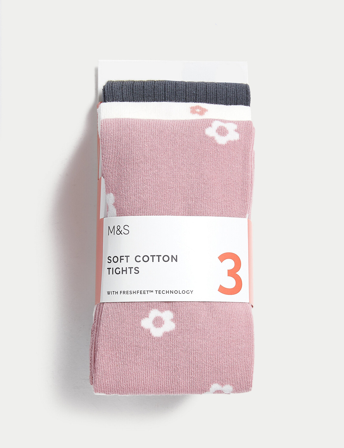 

3 пары хлопковых колготок с ромашками (2–14 лет) Marks & Spencer, мульти