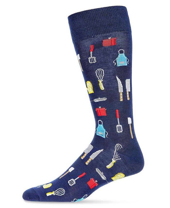 мужские носки new york rayon from bamboo novelty crew socks memoi Мужские носки Kitchen Crew из бамбука Novelty Crew Socks MeMoi, синий