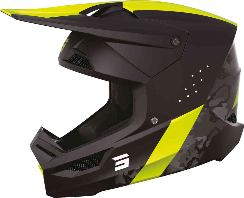 Гоночный камуфляжный шлем для мотокросса Shot, черный/неоново-желтый