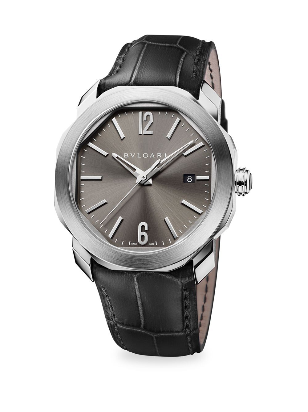 

Часы Octo с кожаным ремешком BVLGARI, черный