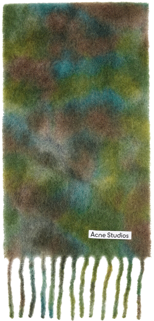 

Зелено-синий шарф с бахромой Acne Studios