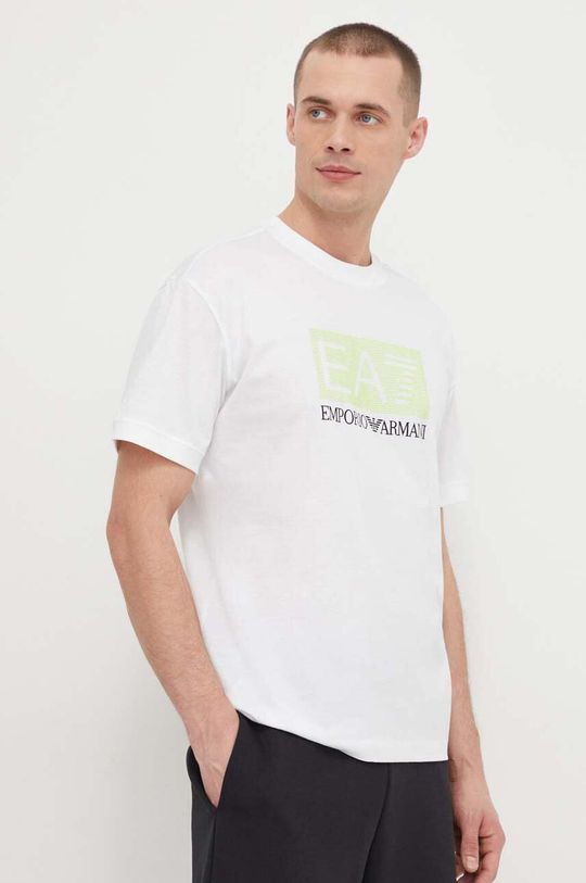 Хлопковая футболка EA7 Emporio Armani, белый