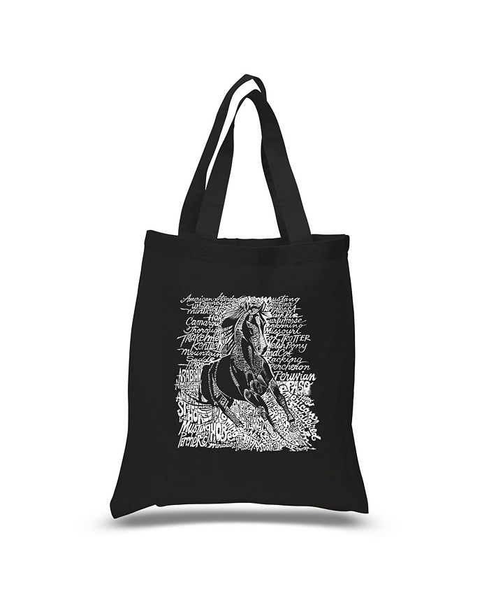 Популярные породы лошадей — маленькая большая сумка Word Art LA Pop Art, черный